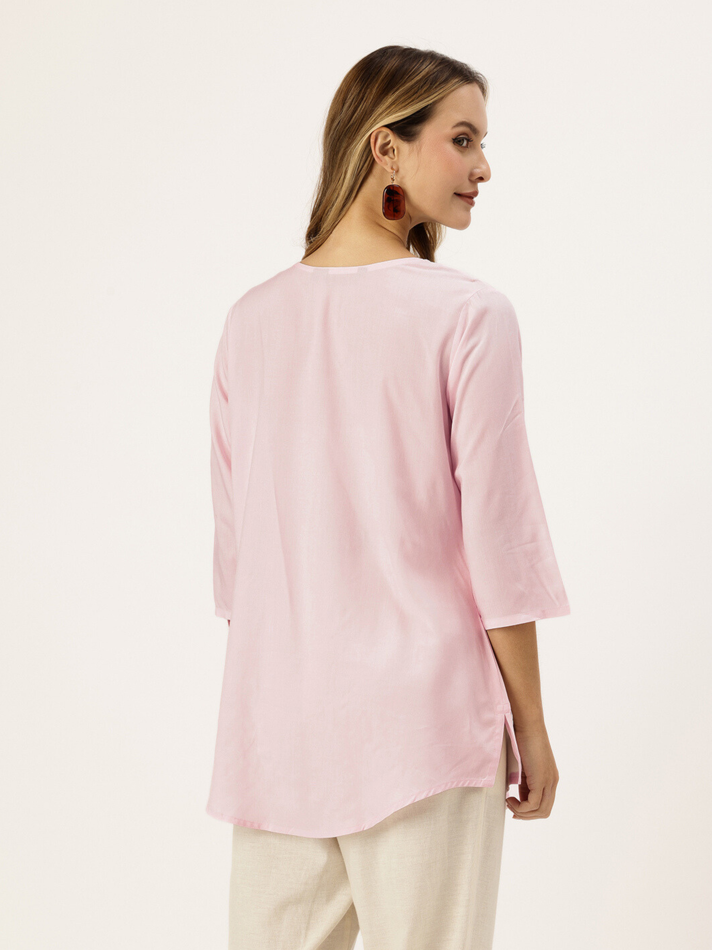 Pink Embroidered Ethnic Tunic