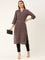 Maroon Geometric Printed Kurta with a pocket
