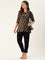 Brown & Beige Mandarin Collar Printed Ethnic Tunic