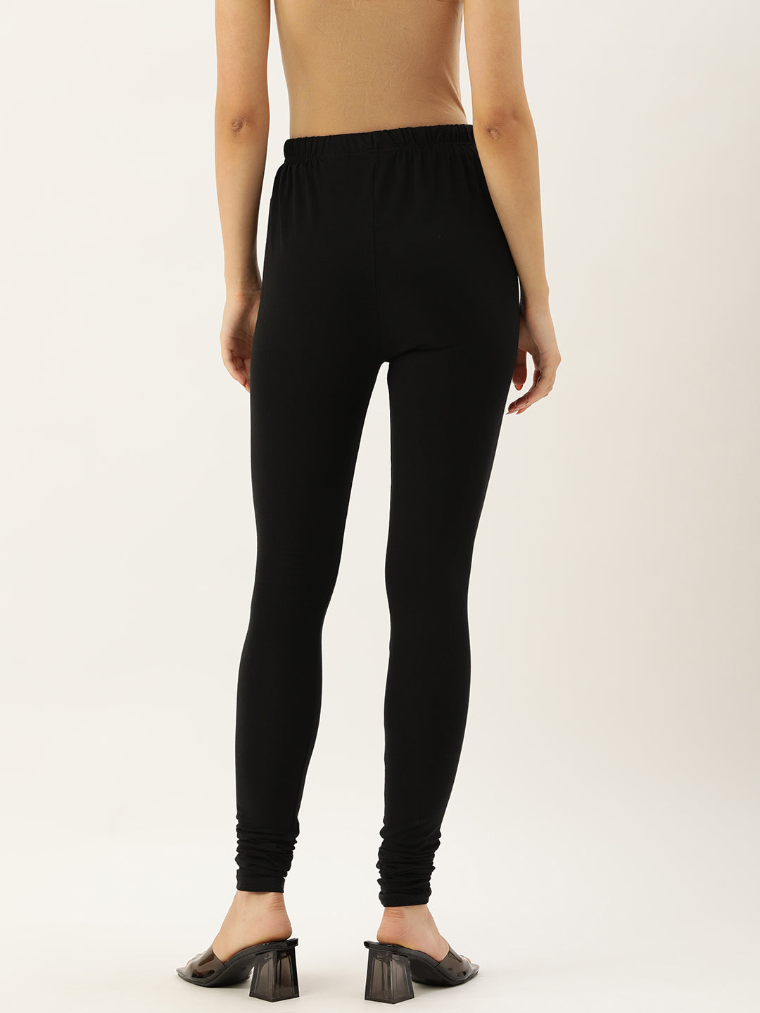 Black Solid Slim Fit High-Rise Churidar