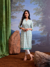 White Ethnic motifs Printed Kurta