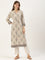 Beige Floral Printed Kurta with a pocket