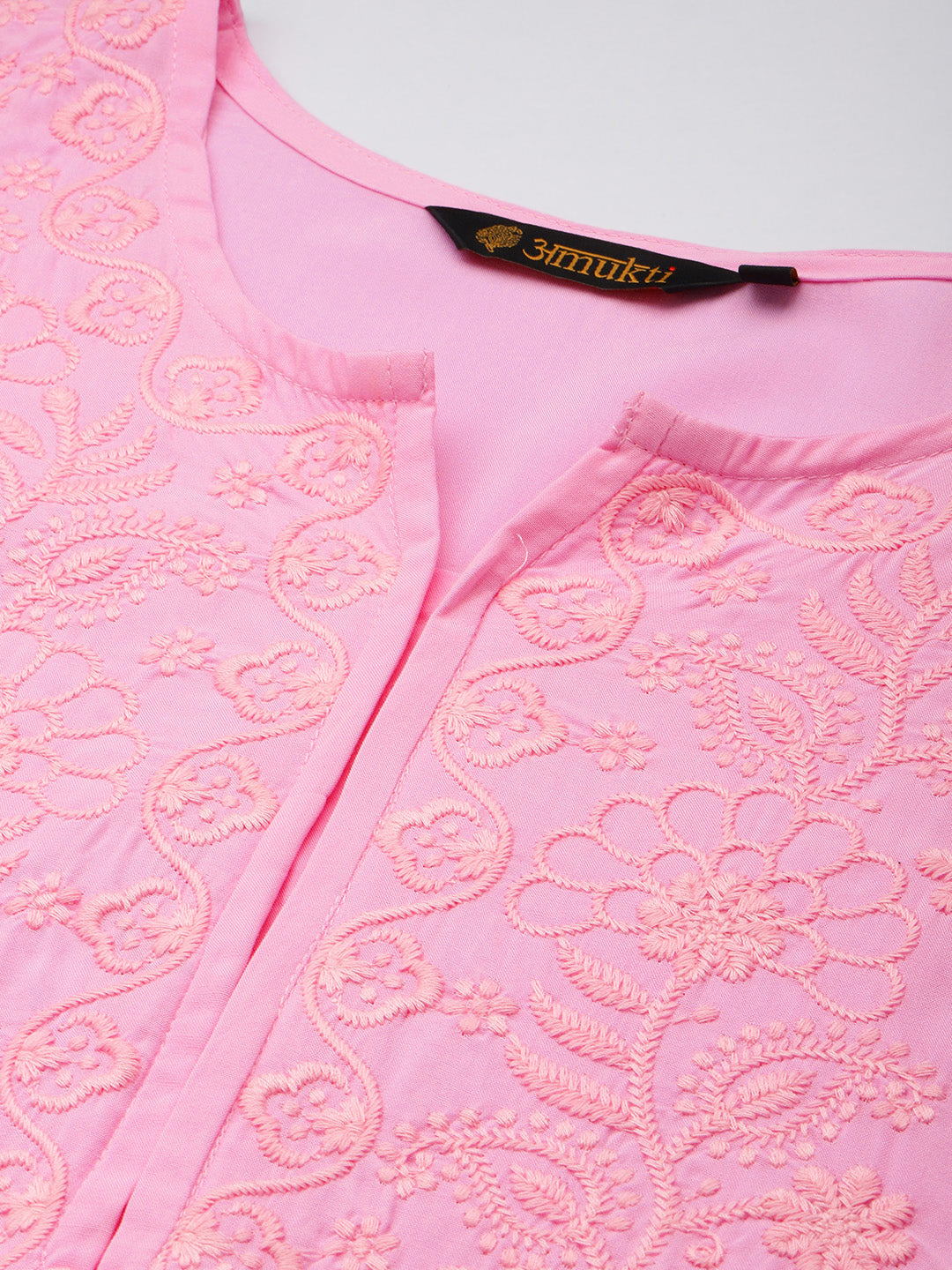 Pink Floral Embroidered Kurta