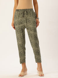 Green Striped Printed Pencil Pant
