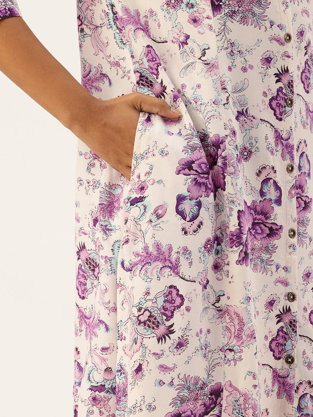 Purple Floral Printed Kurta