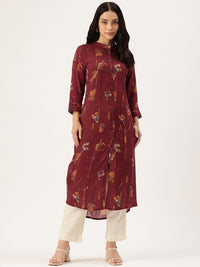 Red Digital Printed Kurta