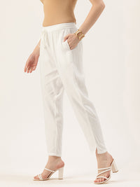 White Solid Pencil Pant