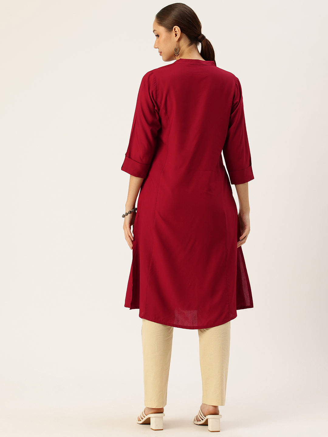 Lotus Red Essential A-line Kurta