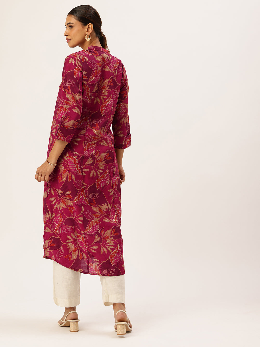 Maroon Floral Printed Kurta