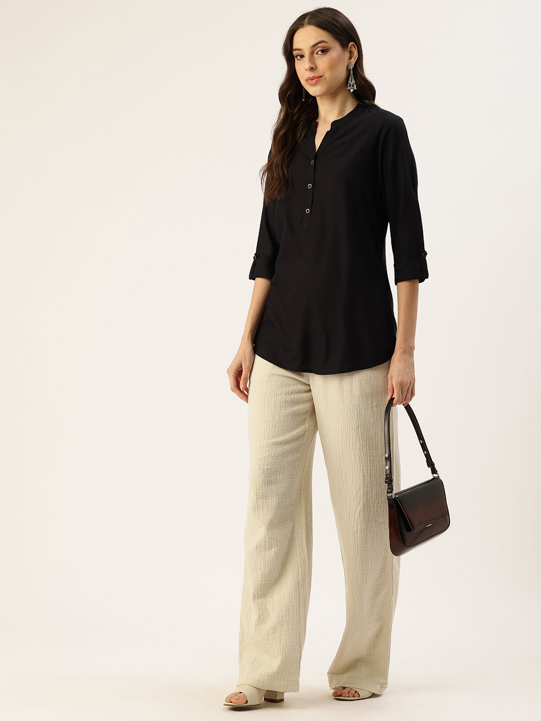 Black Mandarin Collar Tunic