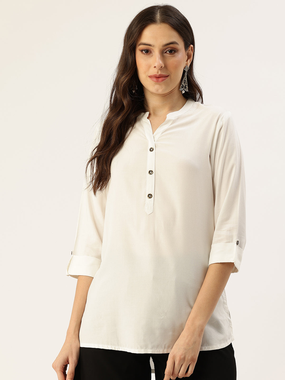 Ivory Mandarin Collar Tunic