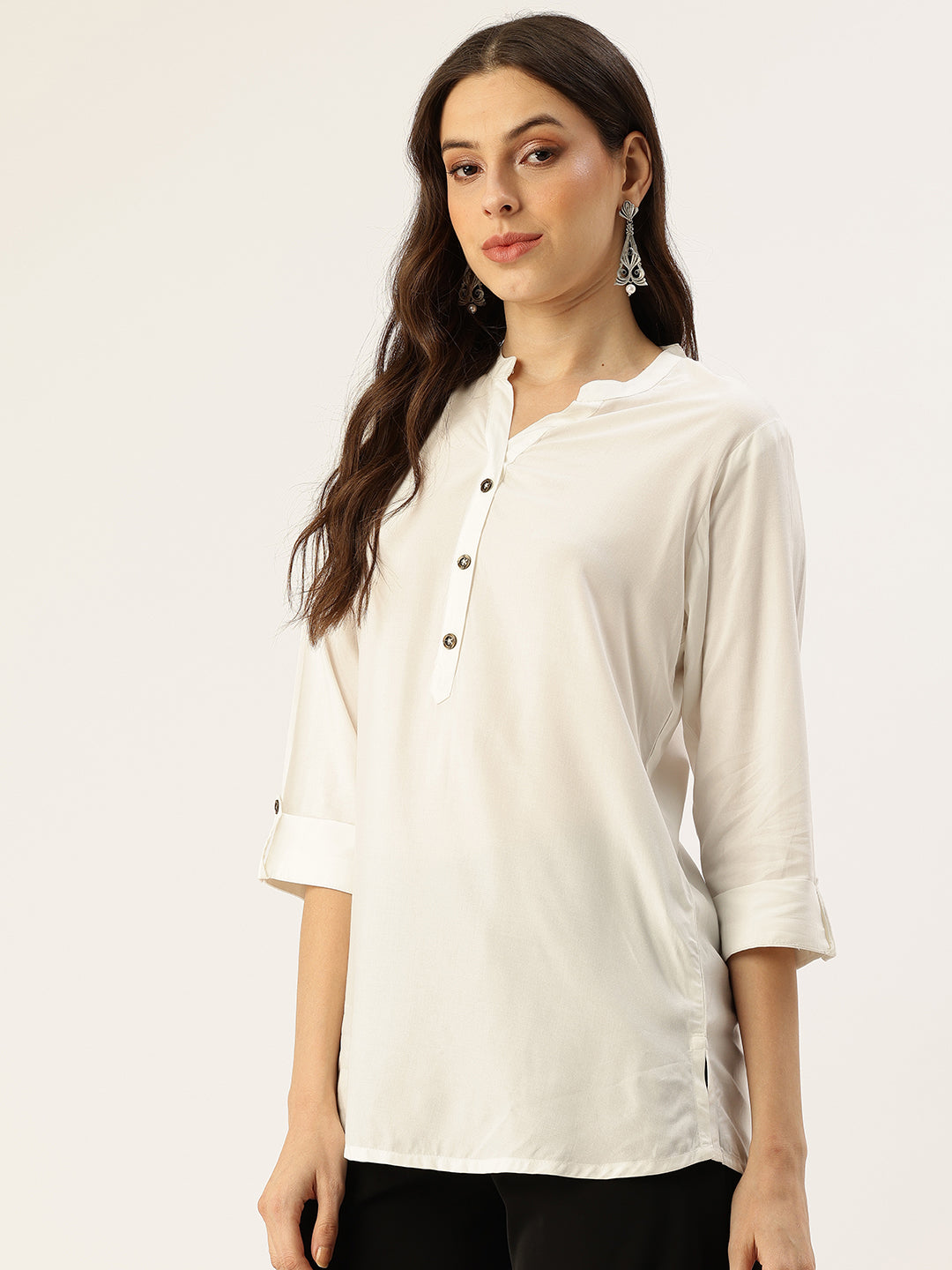 Ivory Mandarin Collar Tunic