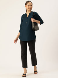 Blue Mandarin Collar Tunic