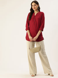 Red Mandarin Collar Tunic