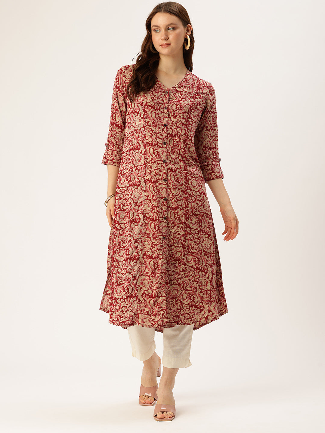 Red Ethnic Motifs Printed Kurta