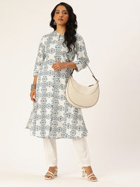 Beige Ethnic Motifs Printed A Line Kurta