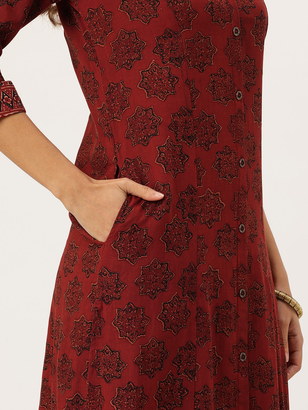 Red Floral Printed Kurta