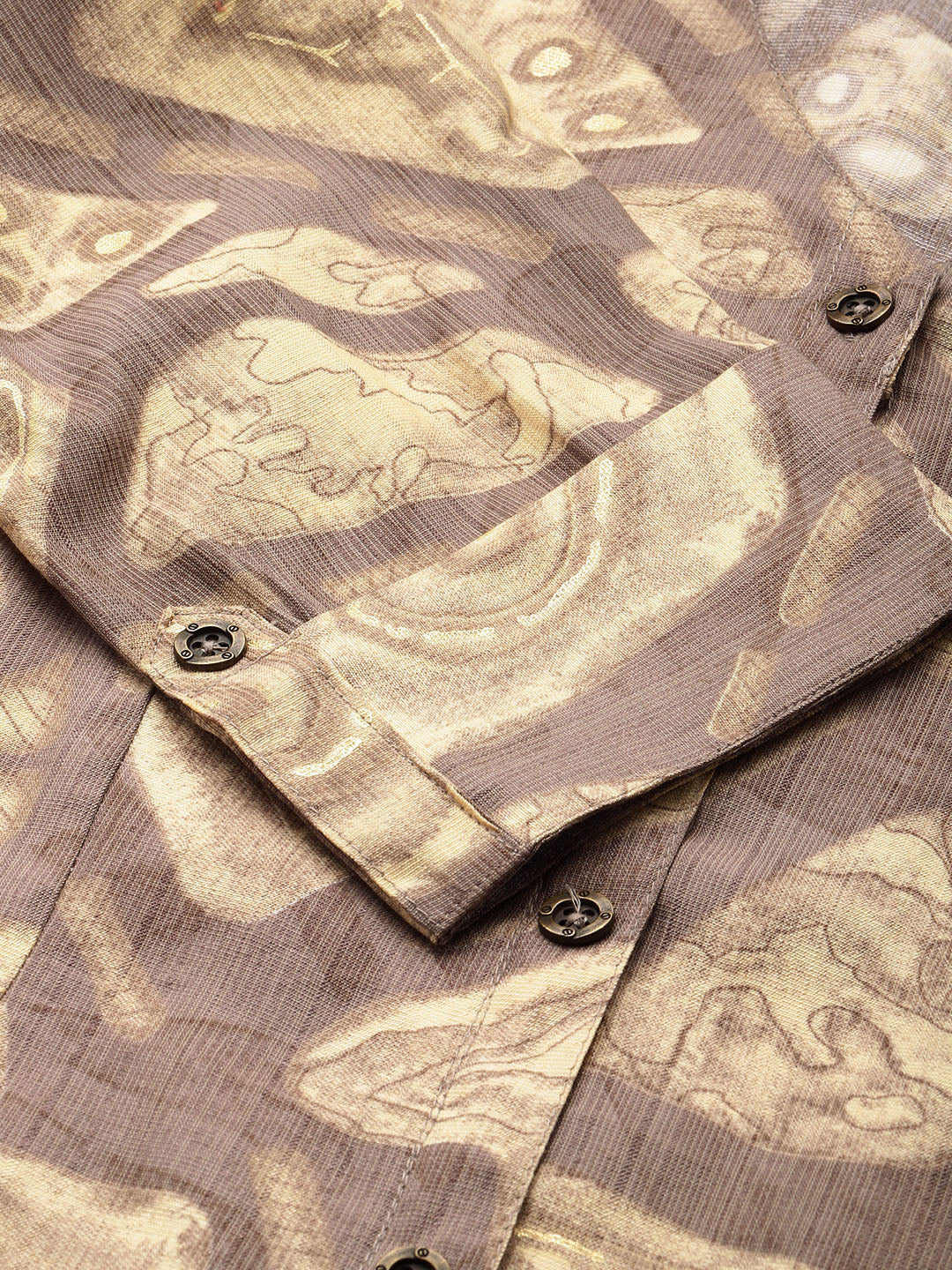 Beige Geometric Printed Kurta, Princess Cur Kurta, A-Line Kurta, Geometric Print, printed kurta, V-neck kurta