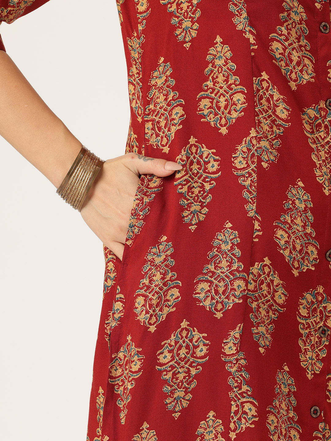 Red Printed Kurta