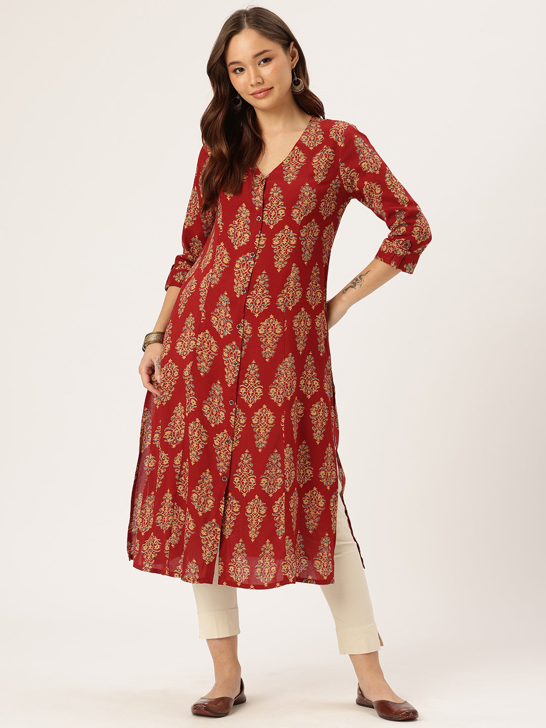 Red Printed Kurta