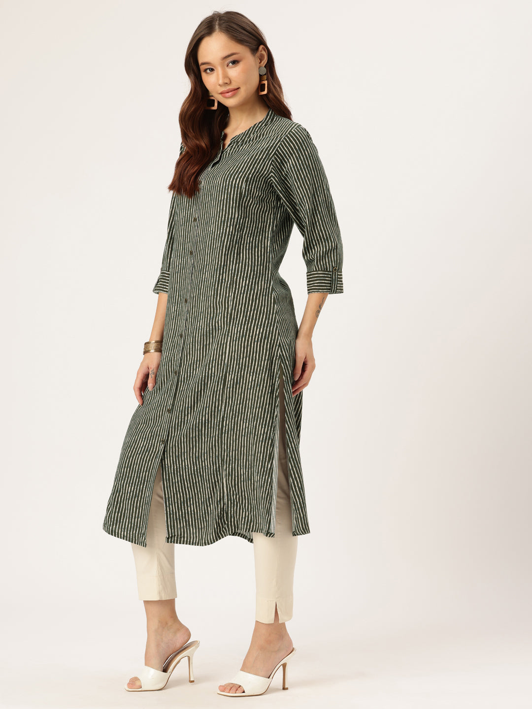 Black Striped A-Line Kurta