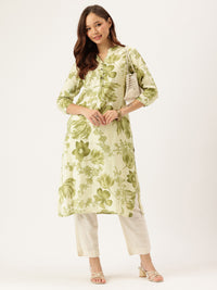 White Floral Printed Kurta