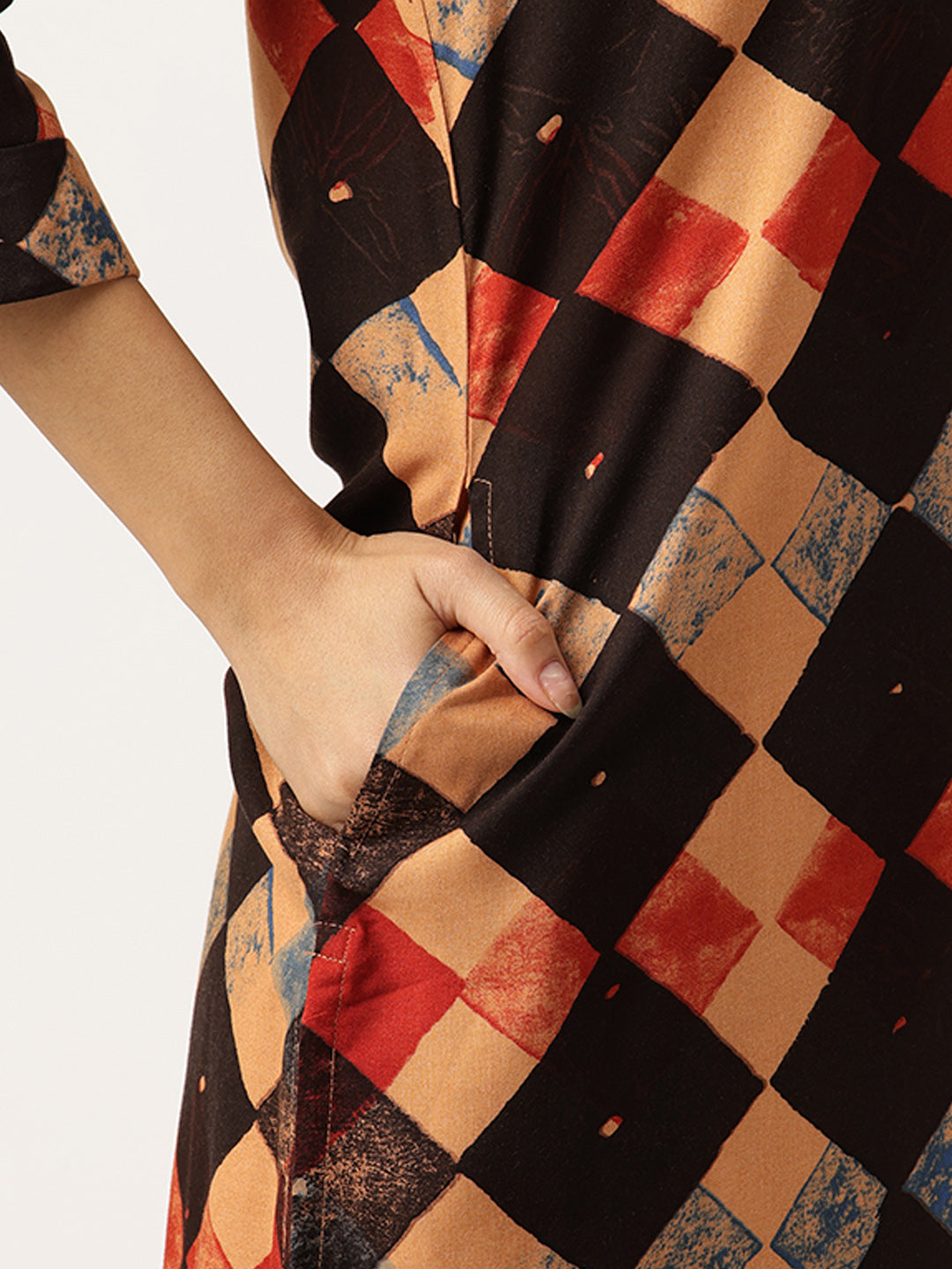 Black Printed Straight Kurta