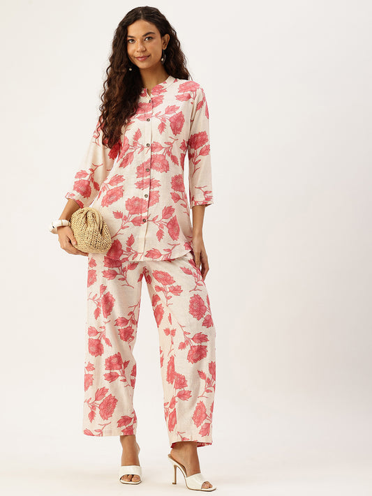 Pink Floral Printed Co-Ords