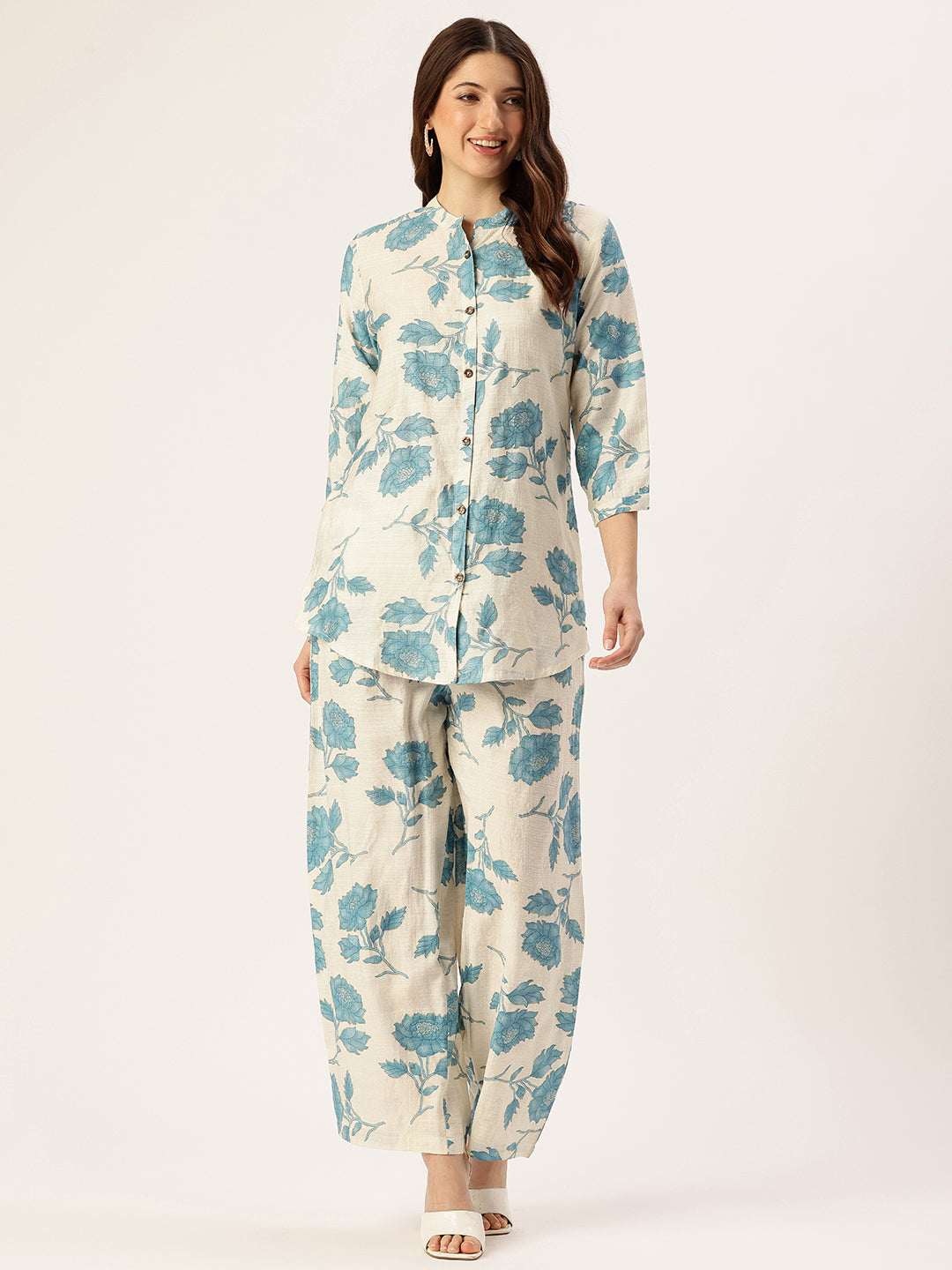 Blue Floral Printed Co-Ords