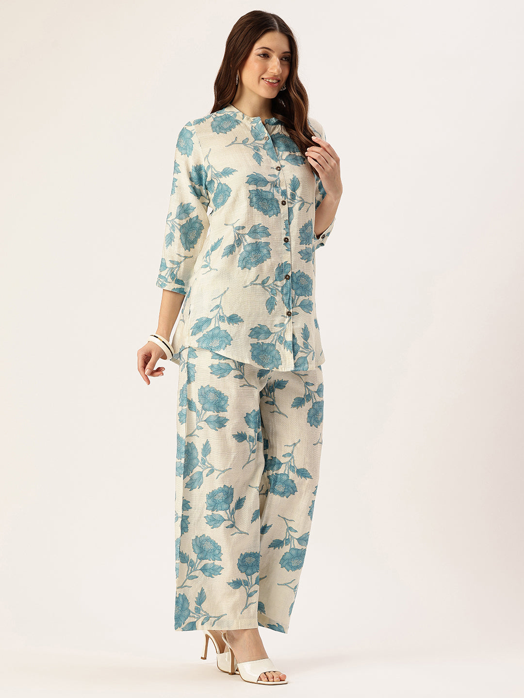 Blue Floral Printed Co-Ords