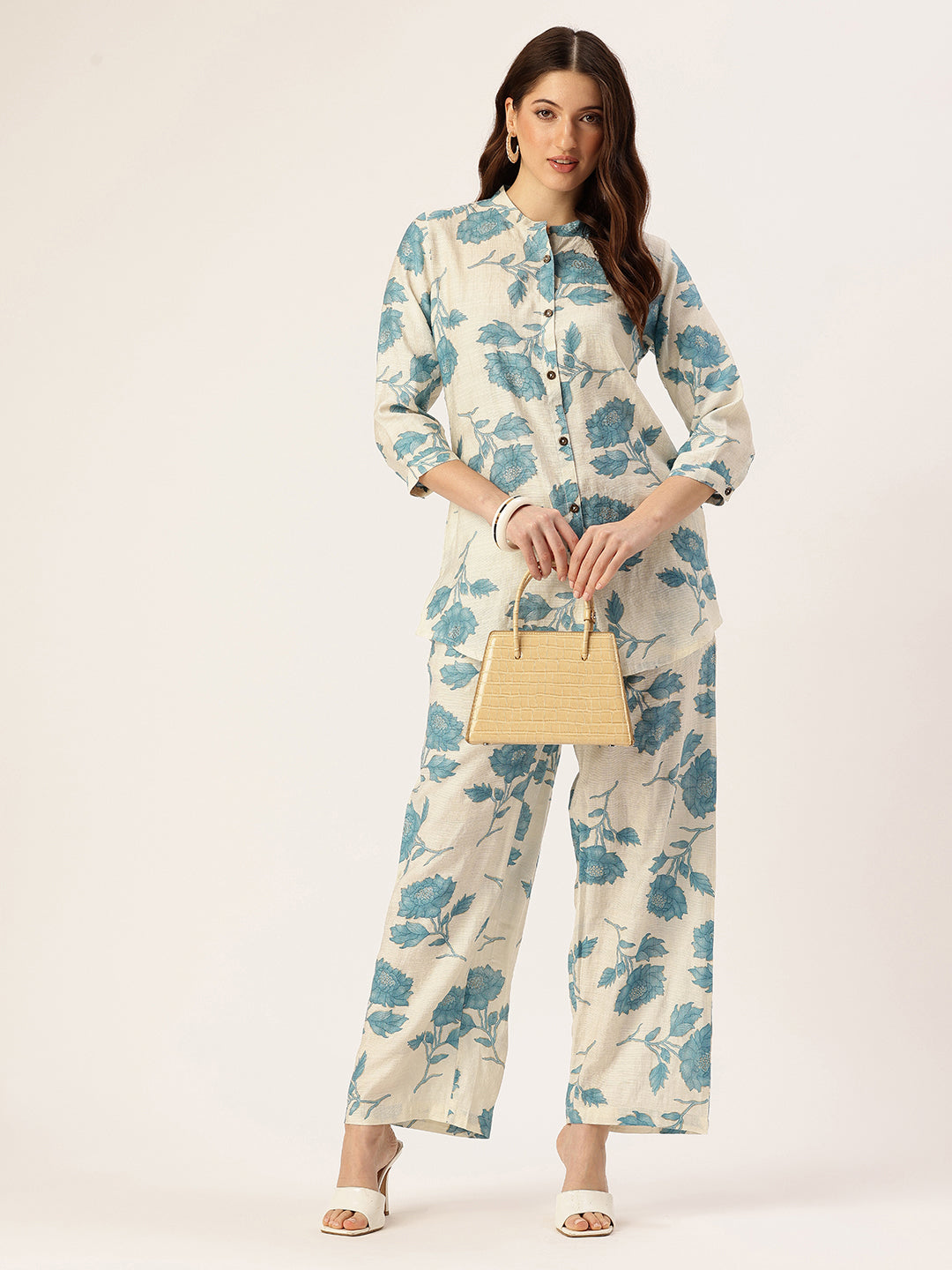 Blue Floral Printed Co-Ords