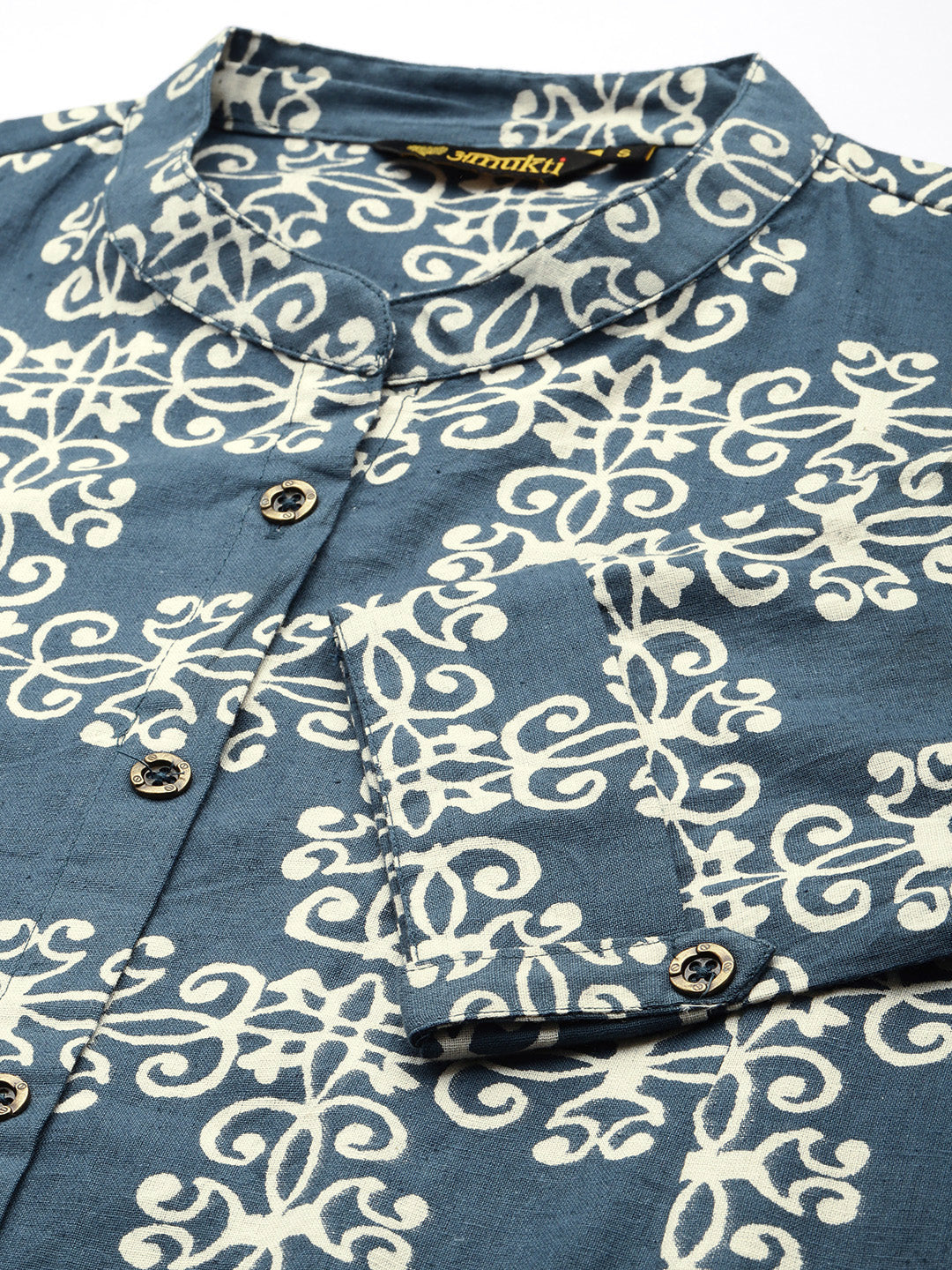 Blue Ethnic Motifs Printed A Line Kurta