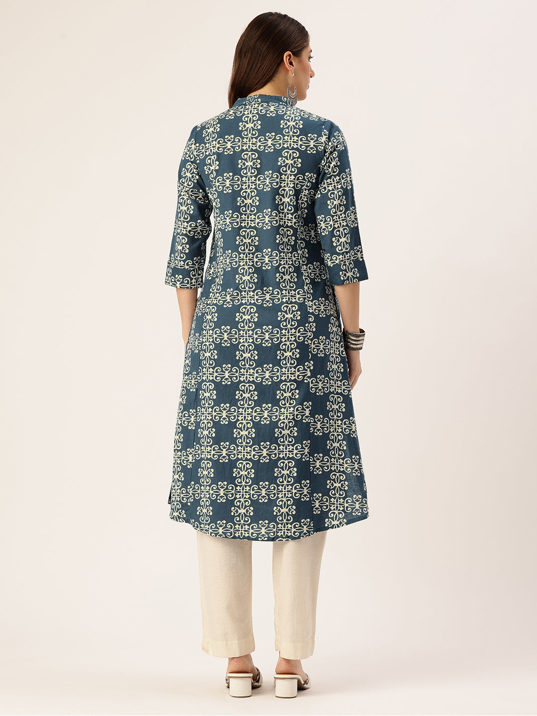 Blue Ethnic Motifs Printed A Line Kurta