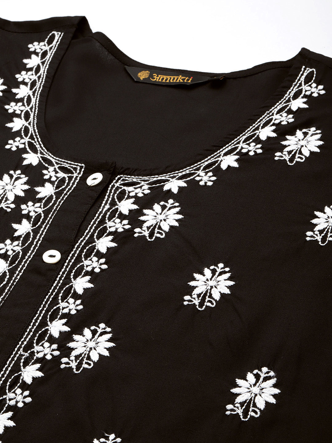 Black Floral Embroidered Tunic