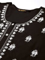 Black Floral Embroidered Tunic