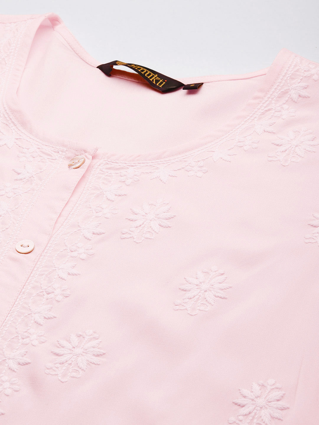 Pink Floral Embroidered Tunic