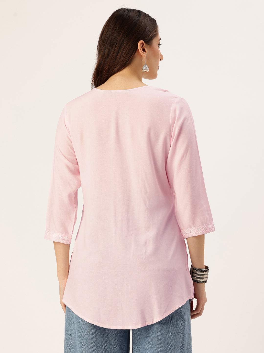 Pink Floral Embroidered Tunic