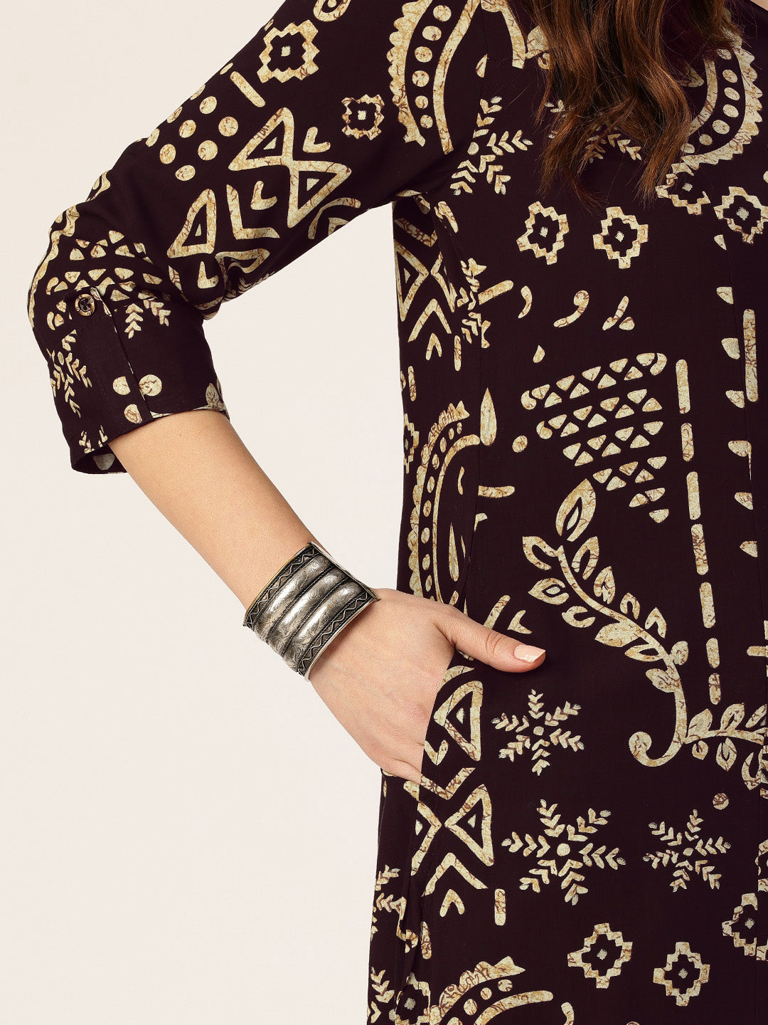 Black Ethnic Motifs Printed A-Line Kurta