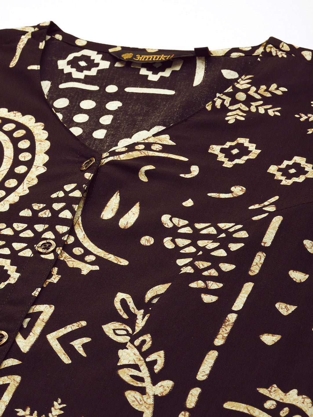Black Ethnic Motifs Printed A-Line Kurta