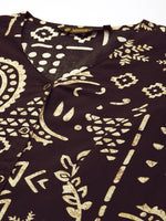 Black Ethnic Motifs Printed A-Line Kurta