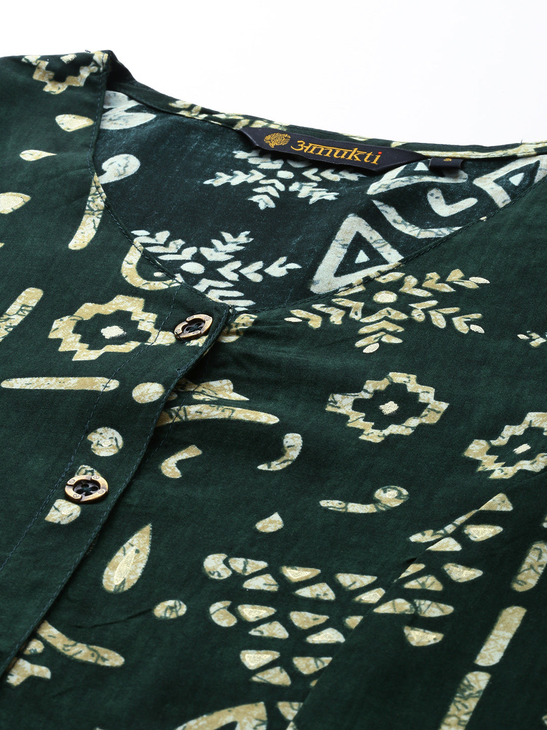 Green Ethnic Motifs Printed A-Line Kurta