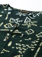 Green Ethnic Motifs Printed A-Line Kurta