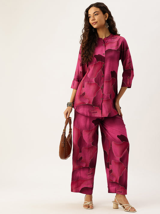 Pink Abstract Printed Co-Ords