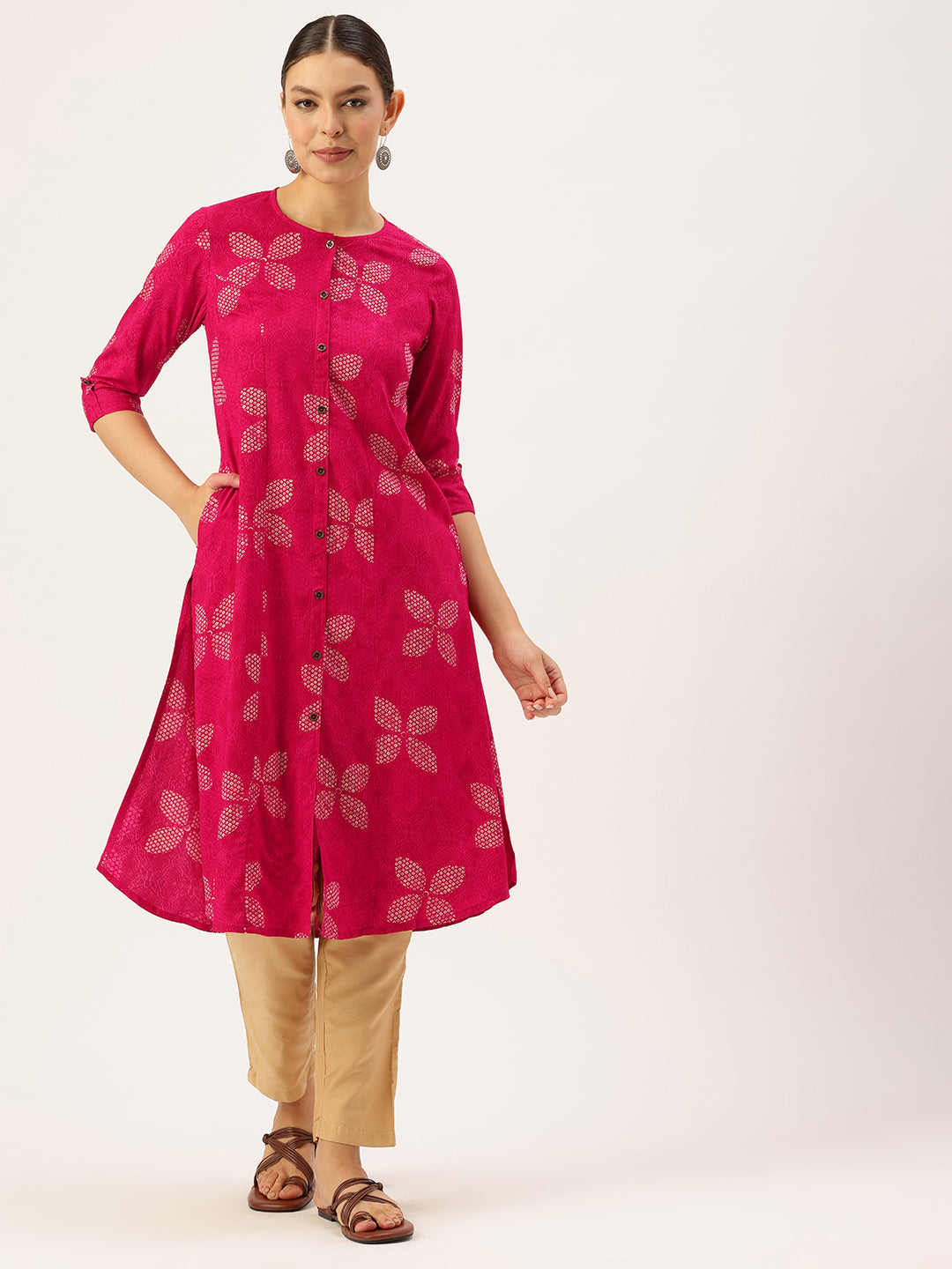 Pink Geometric Printed Kurta