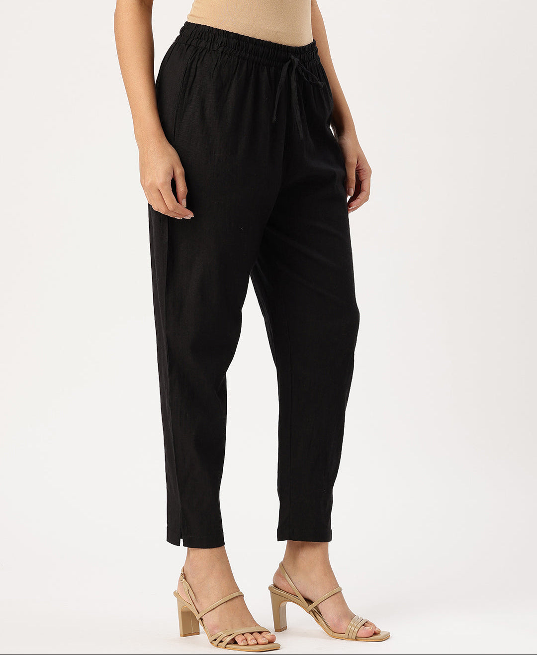 Black Solid Pencil Pant