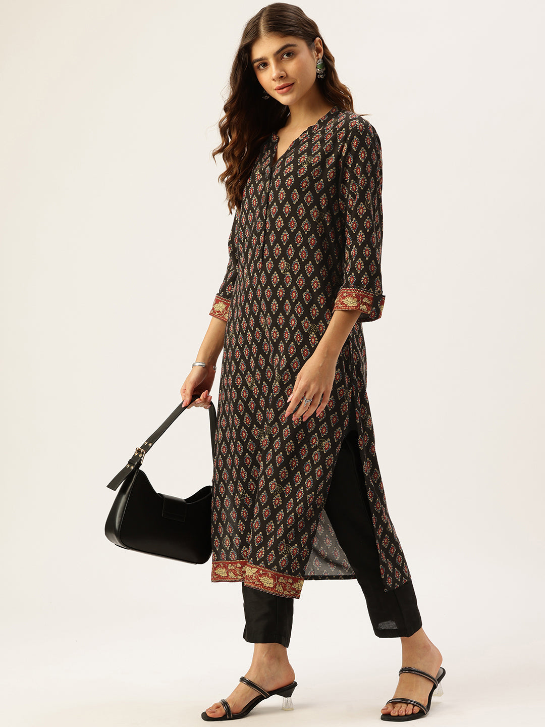 Blue Ethnic Motifs Florals Kurta