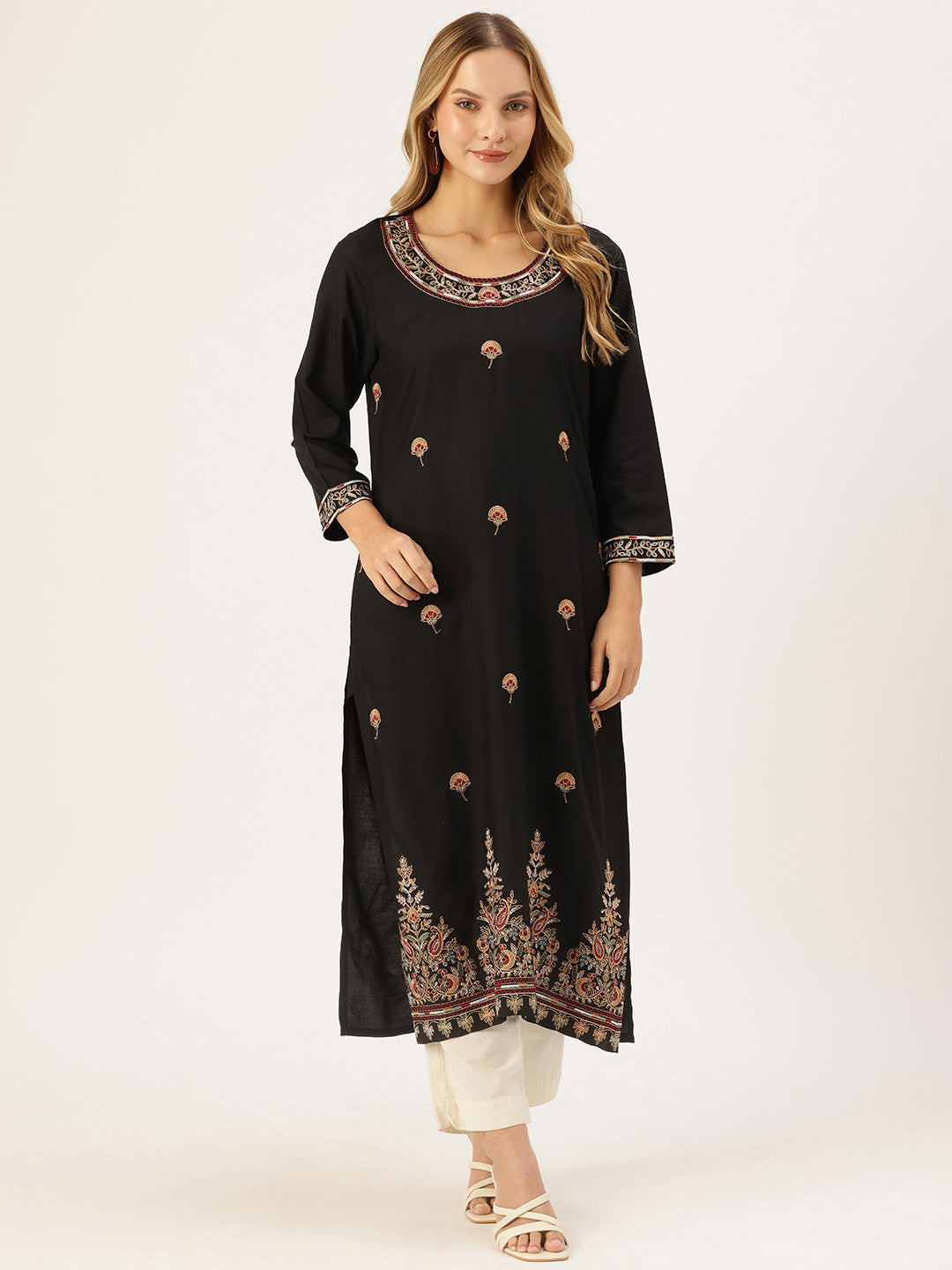 Black Embroidered Kurta