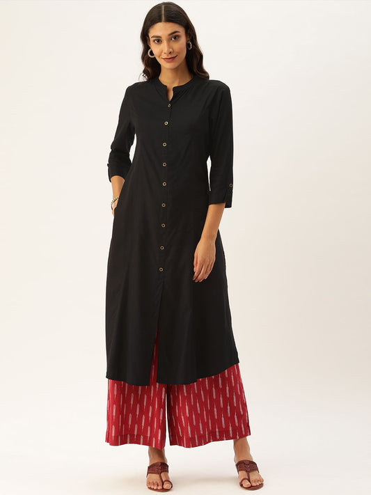 Black Essential A-line Kurta