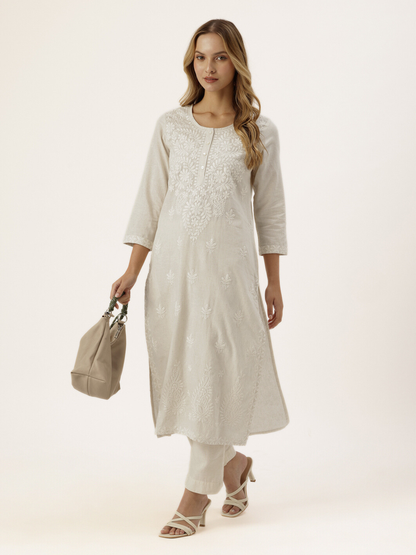Beige Embroidery Kurta