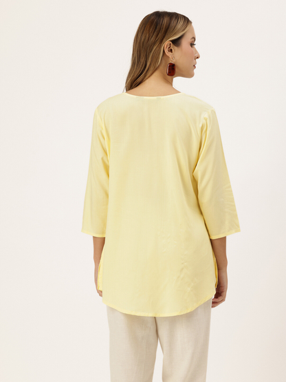 Yellow Embroidered Ethnic Tunic